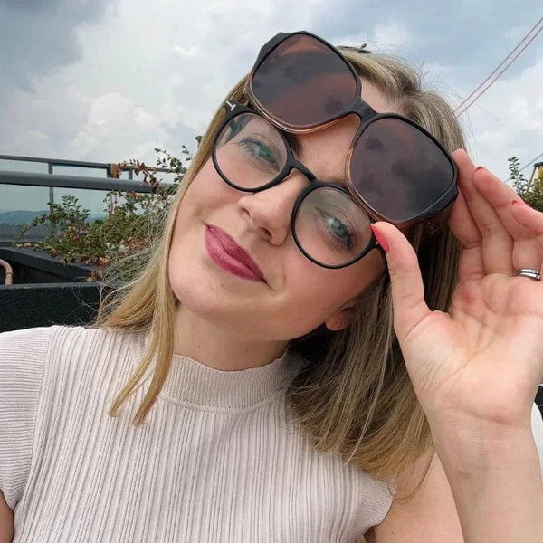 Customer wearing fitover sunglasses